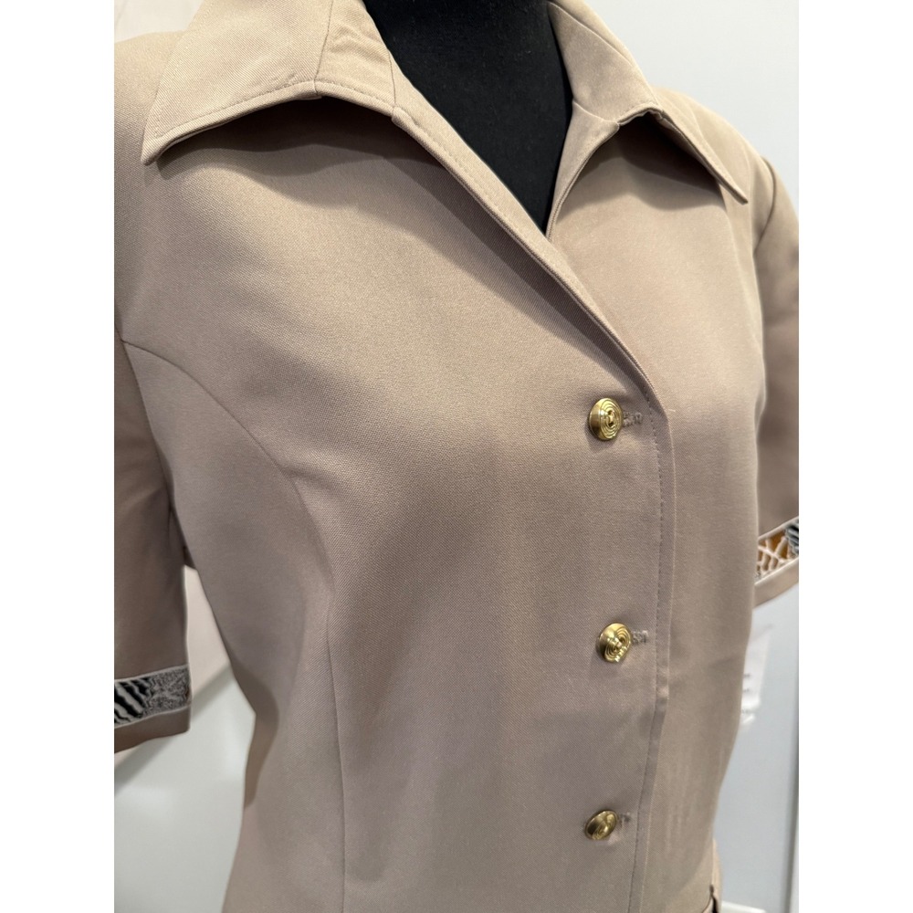 BFA Classics Tan Khaki Safari Maxi Dress, Size 14 - Picture 4 of 7